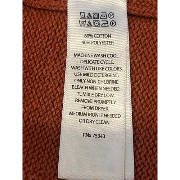 Tahari 3X Open Front Cardigan Duster Rust Hooded Sweater Pockets Cotton/Poly - Picture 10 of 13